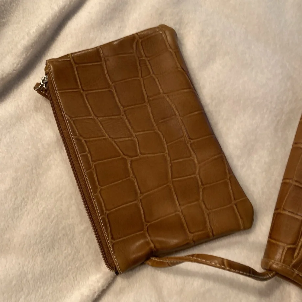 Charter Club Tan Crocodile Embossed Handbag
